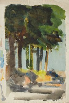 Study of trees at the edge of a copse, c1875-1944. Creator: George Clausen