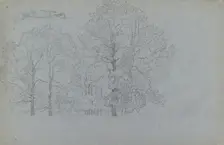 Study of trees, with a slight study of a barge, 1859. Artist: Camille Pissarro