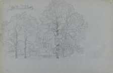Study of trees, with a slight study of a barge, 1859. Artist: Camille Pissarro