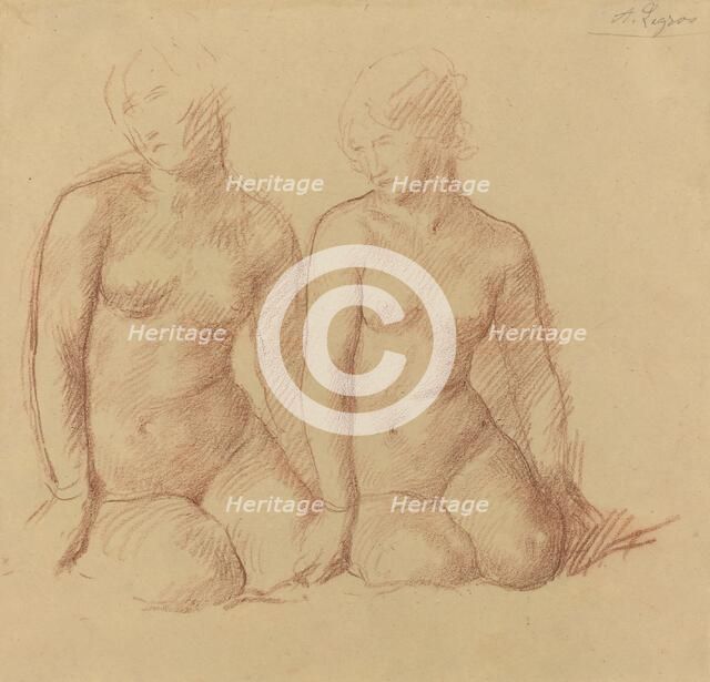 Study of Two Figures Seated Side by Side. Creator: Alphonse Legros.