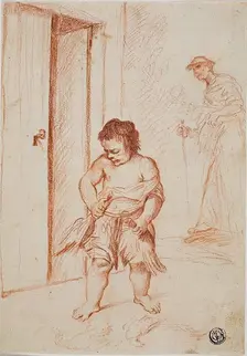 Study of Two Figures (recto); Fragmentary Copy (verso), 1710/15. Creators: Giuseppe Maria Crespi, Pieter de Jode