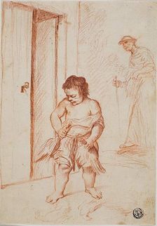 Study of Two Figures (recto); Fragmentary Copy (verso), 1710/15. Creators: Giuseppe Maria Crespi, Pieter de Jode