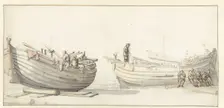 Study of two fishing boats with figures, 1652. Creator: Willem van de Velde the Younger