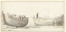 Study of two fishing boats with figures, 1652. Creator: Willem van de Velde the Younger