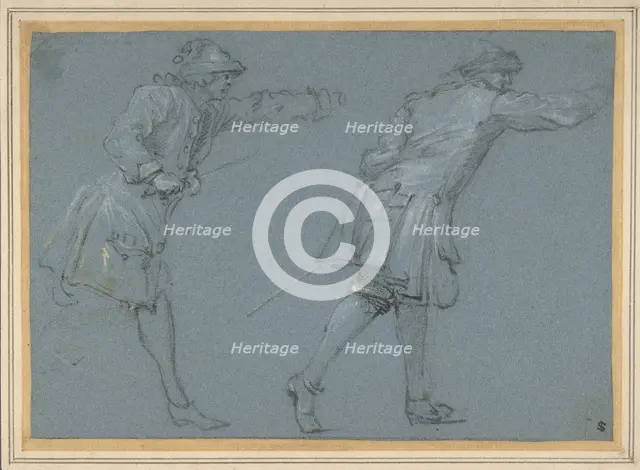 Study of Two Soldiers Swordfighting, 17th century. Creator: Adam Frans van der Meulen.