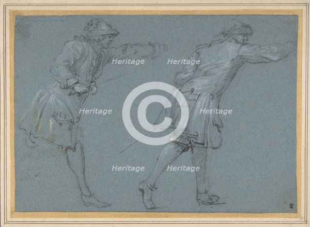 Study of Two Soldiers Swordfighting, 17th century. Creator: Adam Frans van der Meulen.