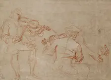 Study of two Violinists and a Pair of Hands, holding an Arm, on the right, about 1716. Artist: Jean-Antoine Watteau