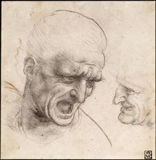 Study of Two Warriors Heads for the Battle of Anghiari. Artist: Leonardo da Vinci (1452-1519)