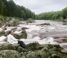 Study near the Kivach waterfall, Suna River, 1915. Creator: Sergey Mikhaylovich Prokudin-Gorsky