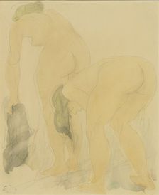 Study sheet with two naked women, seen from the back, 1850-1917. Creator: Auguste Rodin