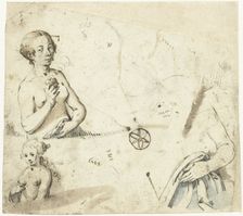 Study sheet with a few female semi -figures, 1617-1619. Creator: Gerard ter Borch I
