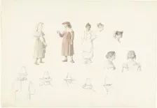 Study sheet with Italian farmers and peasant women, 1787-1847. Creator: Josephus Augustus Knip