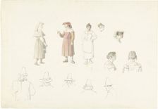 Study sheet with Italian farmers and peasant women, 1787-1847. Creator: Josephus Augustus Knip