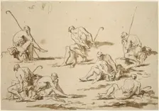 Study Sheet with Seated Figures, 1705/15. Creator: Alessandro Magnasco