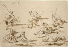 Study Sheet with Seated Figures, 1705/15. Creator: Alessandro Magnasco