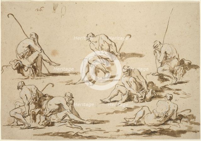 Study Sheet with Seated Figures, 1705/15. Creator: Alessandro Magnasco.