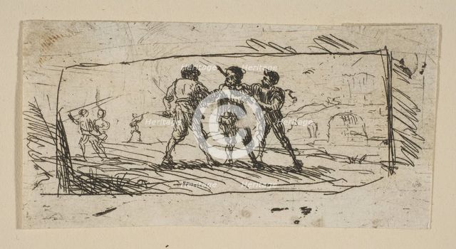 Study with Brigands (Lower Section), ca. 1633. Creator: Claude Lorrain.