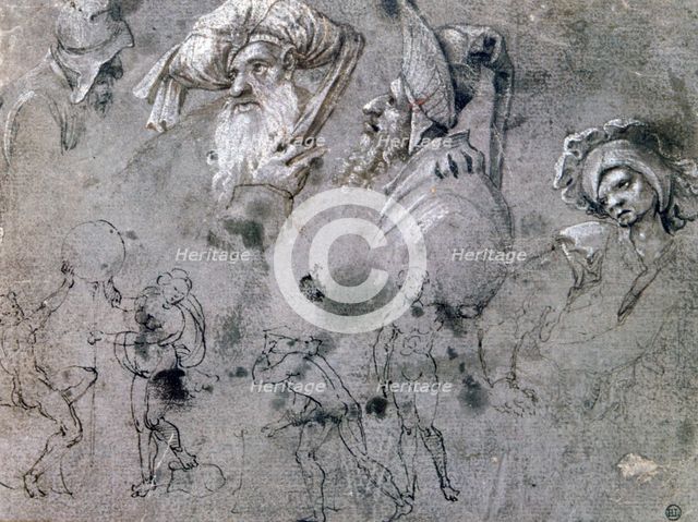 'Study with Heads with Expressions', c1468-1533. Artist: Cornelius Engebrechtsz