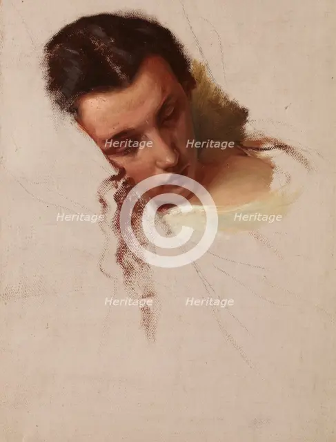 Study to the Painting "The Death of Barbara Radziwill"- Head of Queen Barbara, before 1860. Creator: Jozef Simmler.
