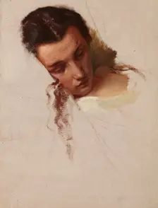 Study to the Painting "The Death of Barbara Radziwill"- Head of Queen Barbara, before 1860. Creator: Jozef Simmler