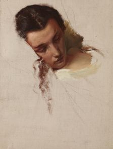 Study to the Painting "The Death of Barbara Radziwill"- Head of Queen Barbara, before 1860. Creator: Jozef Simmler