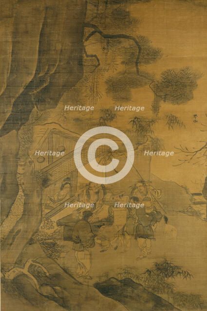 Studying a Painting, 16th century. Creator: Zhang Lu.