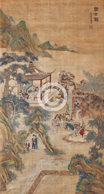 Studying scholars in a garden (Hanging scroll). Artist: Chinese Master  