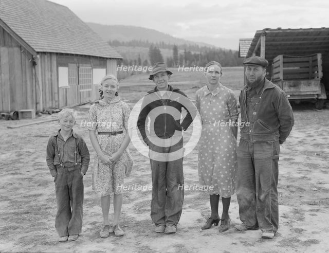 Stump farm family and their present home, Boundary County, Idaho, 1939. Creator: Dorothea Lange.