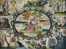 Stump Work Picture, Jacobean Period c1615