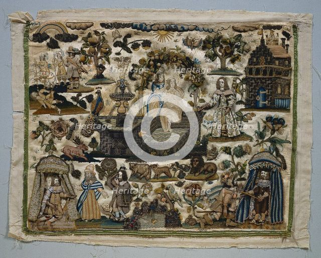 Stumpwork Panel: Story of David and Bathsheba, 1658. Creator: Unknown.