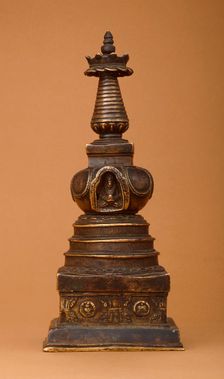 Stupa (Tibetan: Chöten) with Relics (image 1 of 2), 15th century. Creator: Unknown