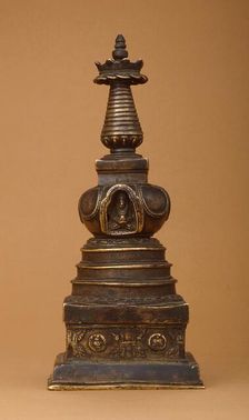 Stupa (Tibetan: Chöten) with Relics (image 1 of 2), 15th century. Creator: Unknown