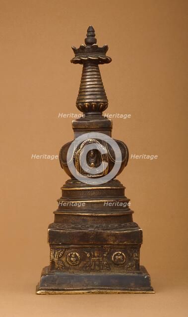Stupa (Tibetan: Chöten) with Relics (image 1 of 2), 15th century. Creator: Unknown.