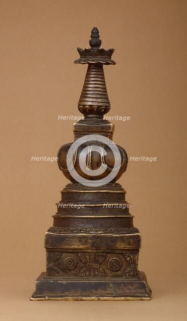 Stupa (Tibetan: Chöten) with Relics (image 2 of 2), 15th century. Creator: Unknown.
