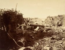 Sturdy Cannon And Fortifications, Crimea, c.1855. Creators: Charles Langlois, Léon-Eugène Méhédin