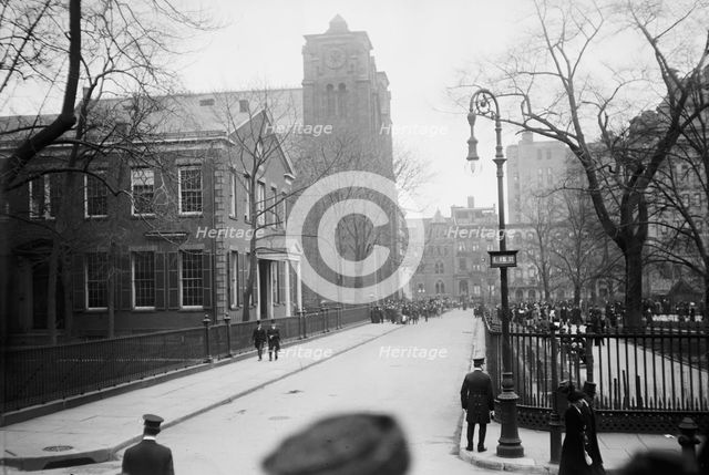 Stuyvesant Sq. - St. George's at time of Morgan funeral, 1913. Creator: Bain News Service.