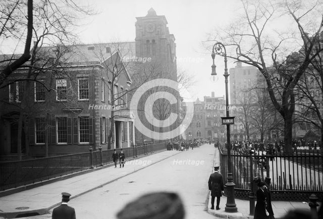 Stuyvesant Sq. - St. George's at time of Morgan funeral, 1913. Creator: Bain News Service.