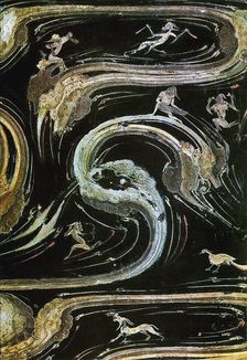 Stylized cloud forms and mythical creatures, 2th century BC. Creator: The Oriental Applied Arts