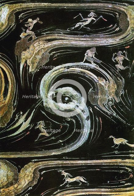 Stylized cloud forms and mythical creatures, 2th century BC. Creator: The Oriental Applied Arts.