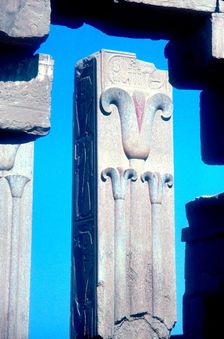 Stylised lotus plants on a column, Temple of Amun, Karnak, Egypt