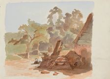 Stack of firewood outside a hut, 1864-1865. Creator: Maria Vos