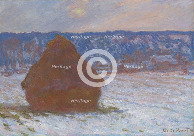 Stack of Wheat (Snow Effect, Overcast Day), 1890/91. Creator: Claude Monet.