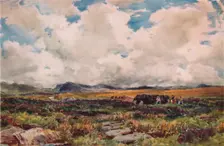 Stacking Peat, Festiniog, North Wales 1881. Artist: Thomas Collier