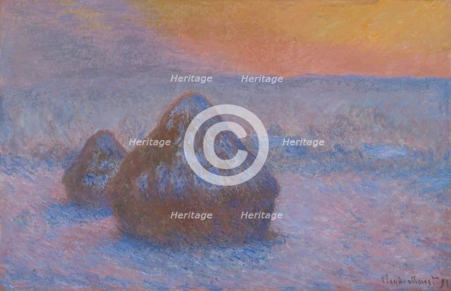 Stacks of Wheat (Sunset, Snow Effect), 1890/91. Creator: Claude Monet.