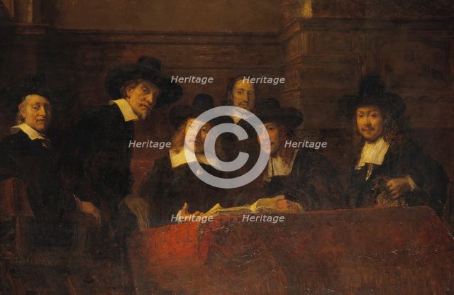 Staalmeesters. After Rembrandt, from 1876 until 1877. Creator: Ernst Josephson.