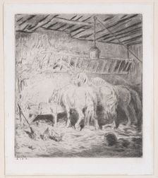 Stable, 1848. Creator: Charles Emile Jacque