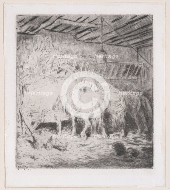 Stable, 1848. Creator: Charles Emile Jacque.