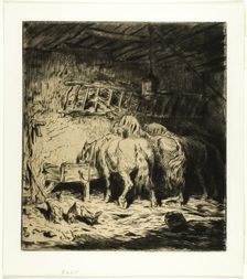 Stable, 1848. Creator: Charles Emile Jacque