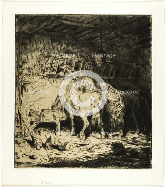 Stable, 1848. Creator: Charles Emile Jacque.