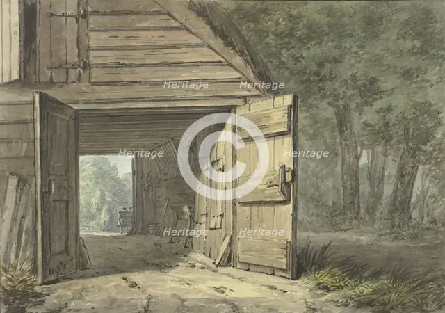Stable of the De Geleerde Man inn, in Bennebroek, 1802. Creator: Hermanus Numan.